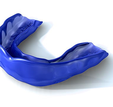 A blue mouthguard with a white background